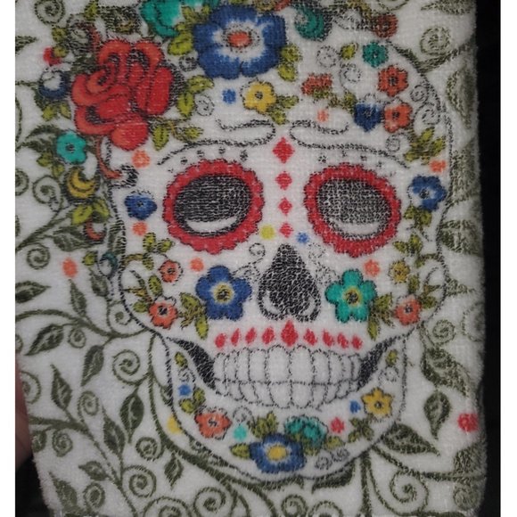 Halloween Kitchen Towels Skull Decor Holiday Party Decorations Decorative Floral - Picture 3 of 4